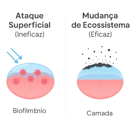 Diagrama explicando a diferença de abordagem
